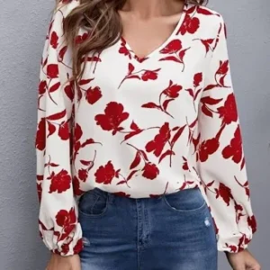 Women's Slyck Floral Printed V-Neck Top